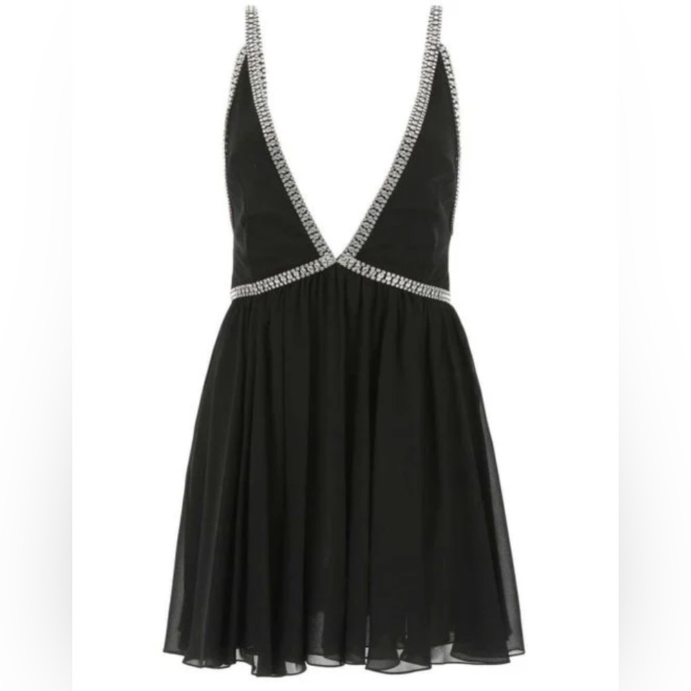 Saint Laurent Rhinestone Black Dress